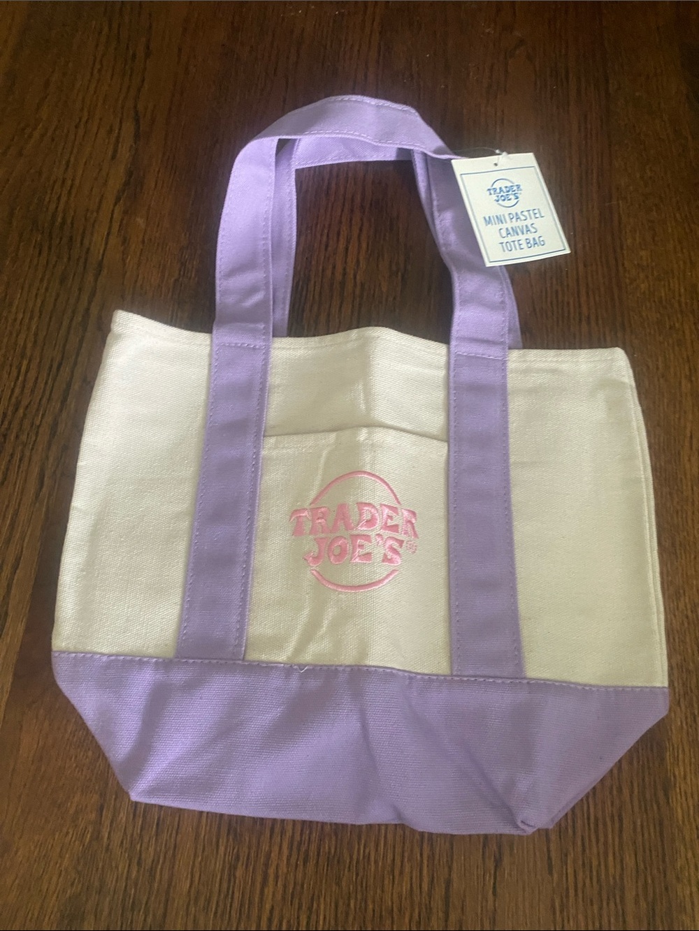 Trader Joe's Cream & Lavender Canvas Tote Bag
